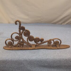 Vintage Syroco Faux Wicker Rattan Wall Mount Plant Hanger Hook Brown Resin 16"